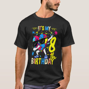 Camiseta Es mi octavo cumpleaños Dabbing Autismo Puzzle