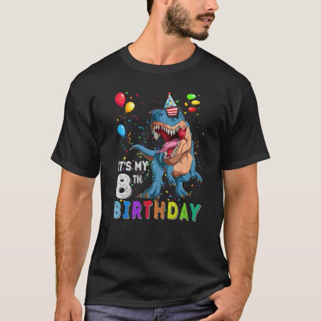 Camiseta Es mi octavo cumpleaños feliz 8 años Dinosaur Rex  (Anverso)
