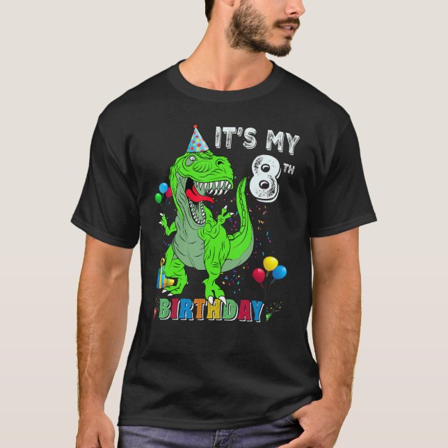 Camiseta Es mi octavo cumpleaños feliz 8 años Dinosaur Rex  (Anverso)