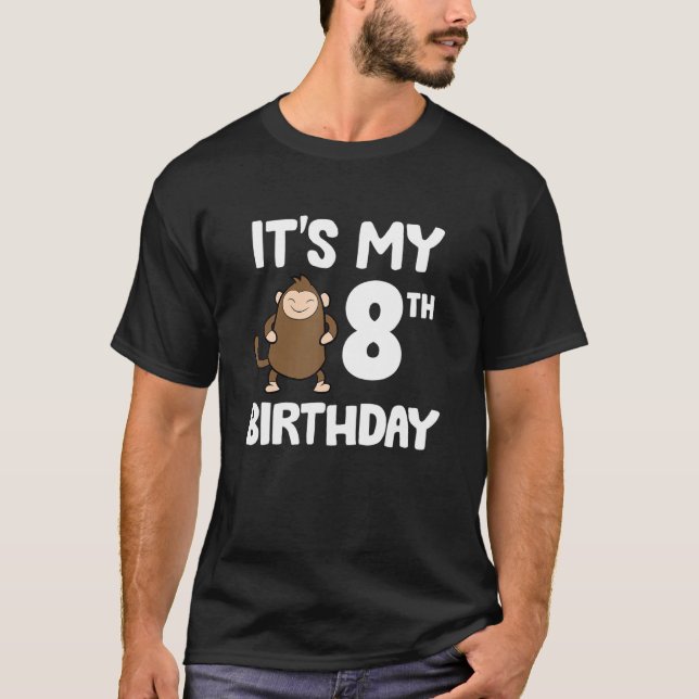 Camiseta Es mi octavo cumpleaños, mono mono lindo, octavo c (Anverso)