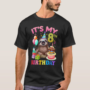 Camiseta Es Mi Octavo Cumpleaños Para Chicas Sloth Cumpleañ