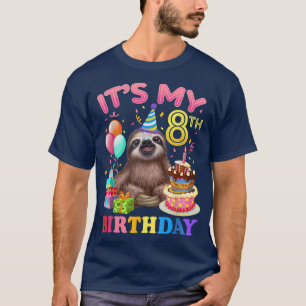 Camiseta Es Mi Octavo Cumpleaños Para Chicas Sloth Cumpleañ