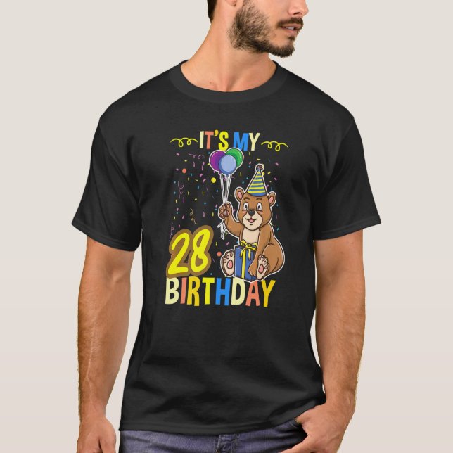 Camiseta Es mi oso lindo cumpleaños número 28 (Anverso)