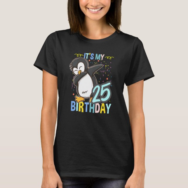 Camiseta Es mi pingüino de cumpleaños número 25 (Anverso)