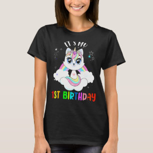 Camiseta Es mi primer cumpleaños lindo, un gato de unicorni