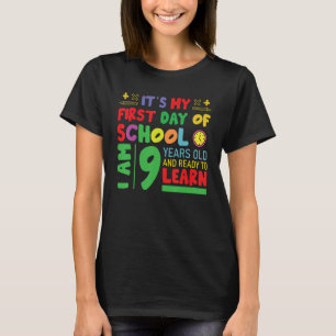 Camiseta Es Mi Primer Día En La Escuela, Tengo 9 Años Y Lee