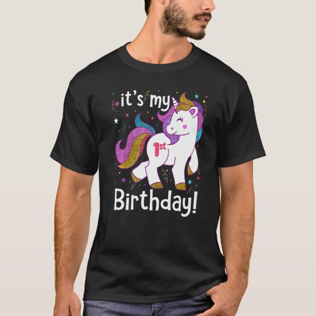 Camiseta Es mi primera princesa de cumpleaños Unicorn de 1  (Anverso)