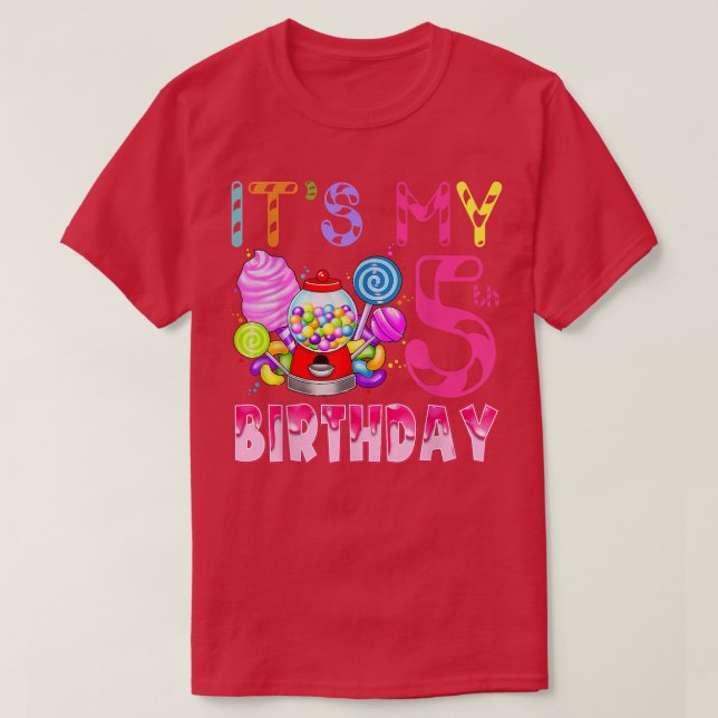 Camiseta Es mi quinto cumpleaños Candy Candyland Chica de c (Diseño del anverso)