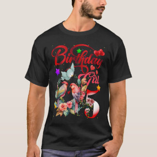 Camiseta Es mi quinto cumpleaños Chica pájaros 5 años