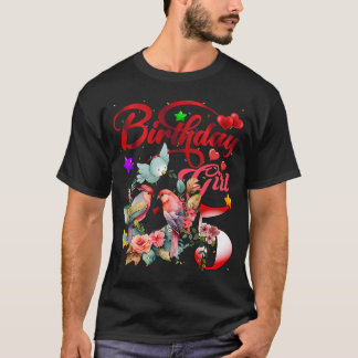 Camiseta Es mi quinto cumpleaños Chica pájaros 5 años