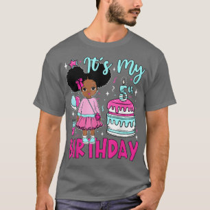 Camiseta Es mi quinto cumpleaños Chicas negros niños adorab