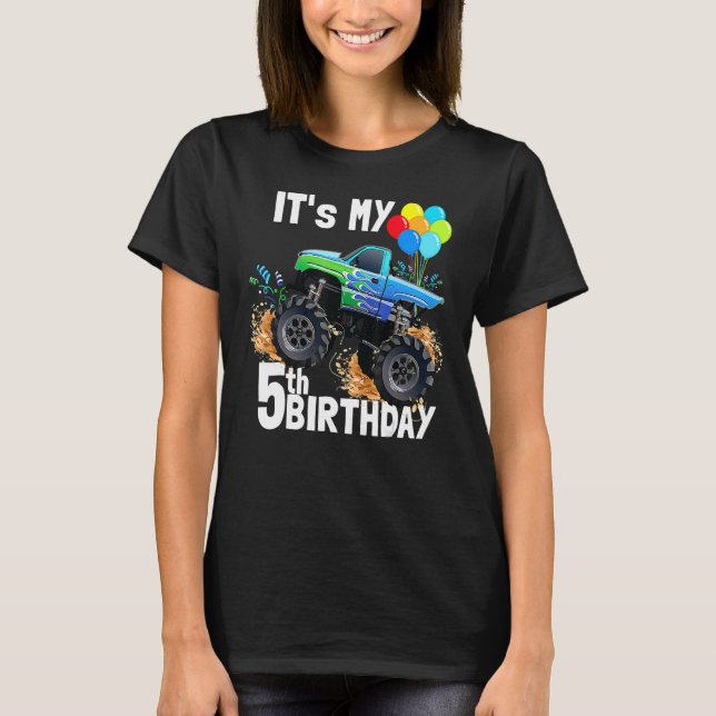 Camiseta Es mi quinto cumpleaños Monster Truck quinto cumpl (Anverso)