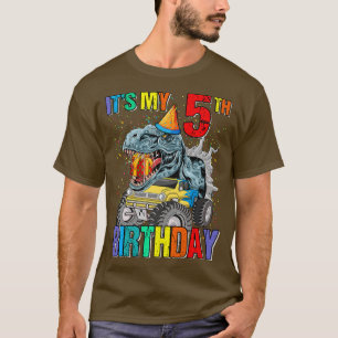 Camiseta Es mi quinto cumpleaños monstruo Camión Dinosaurio