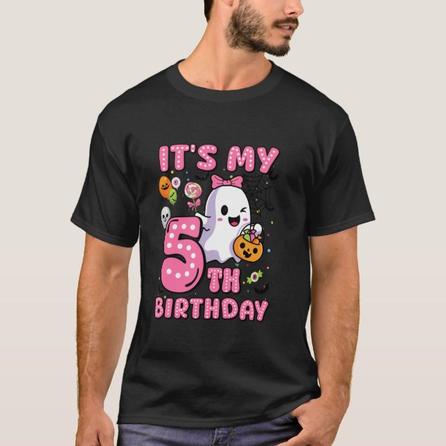 Camiseta Es mi quinto cumpleaños Octubre Ghost Pumpkin Funn (Anverso)