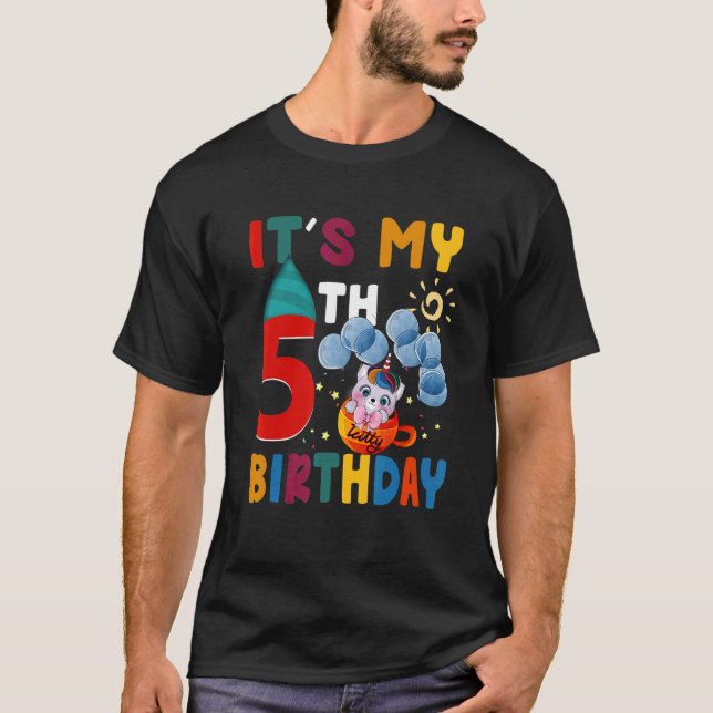 Camiseta Es mi quinto cumpleaños, un gato, cumpleaños de ci (Anverso)
