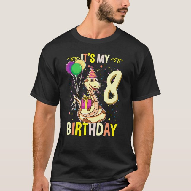 Camiseta Es mi reptil de la serpiente de cumpleaños 8 (Anverso)