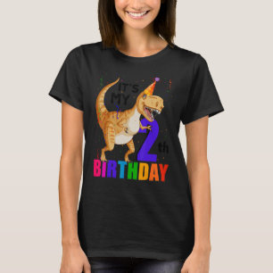 Camiseta Es mi segundo cumpleaños Feliz 2 años de Dinosaur