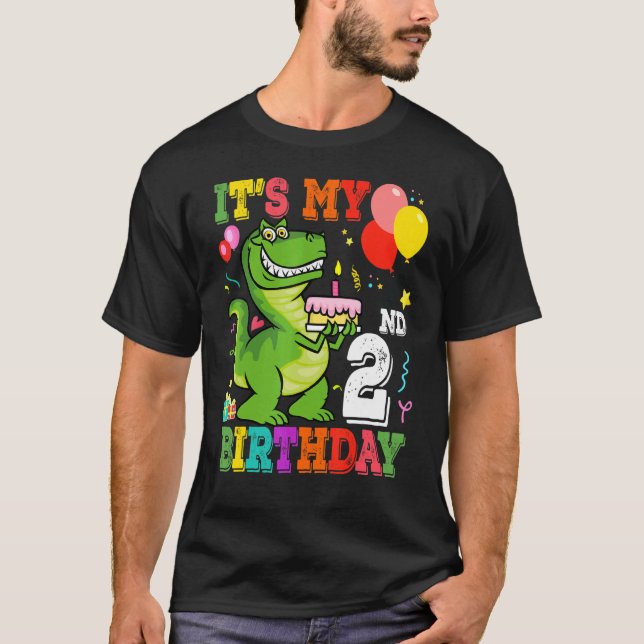 Camiseta Es mi segundo cumpleaños Rex Dinosaur Birthday 2 Y (Anverso)