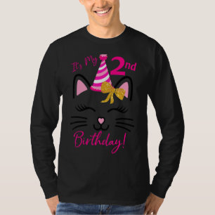 Camiseta Es mi segundo cumpleaños, un gato Chica, cumpleaño
