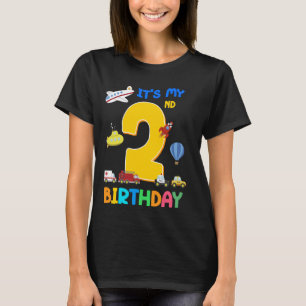 Camiseta Es mi segundo Fiesta de cumpleaños 2 vehículos
