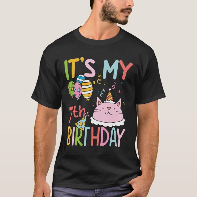 Camiseta Es mi séptimo cumpleaños - Gato (Anverso)