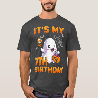 Camiseta Es mi séptimo cumpleaños niños Boo Ghost Calabaza 