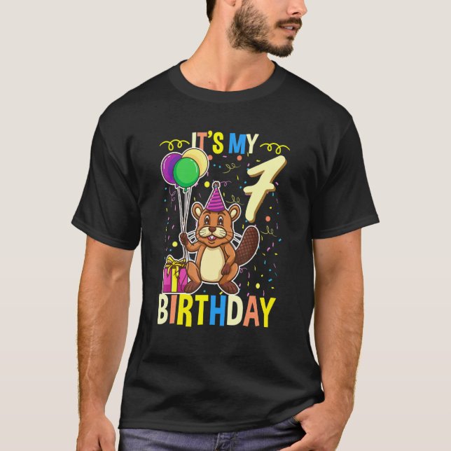 Camiseta Es mi sétimo castor de cumpleaños (Anverso)