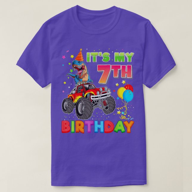 Camiseta Es mi sétimo cumpleaños Ca, Monstruo de Dinosaurio (Diseño del anverso)