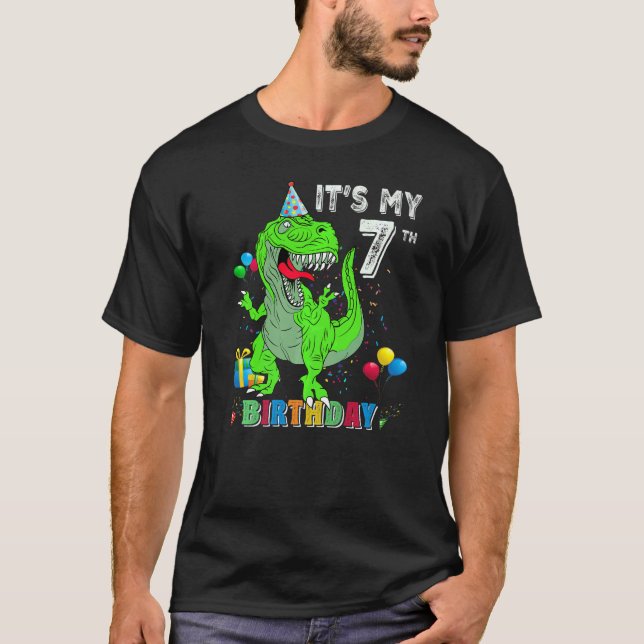 Camiseta Es mi sétimo cumpleaños feliz 7 años de dinosaurio (Anverso)