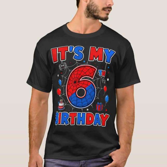 Camiseta Es Mi Sexto Cumpleaños Chico Tema de Fiesta de Tel (Anverso)