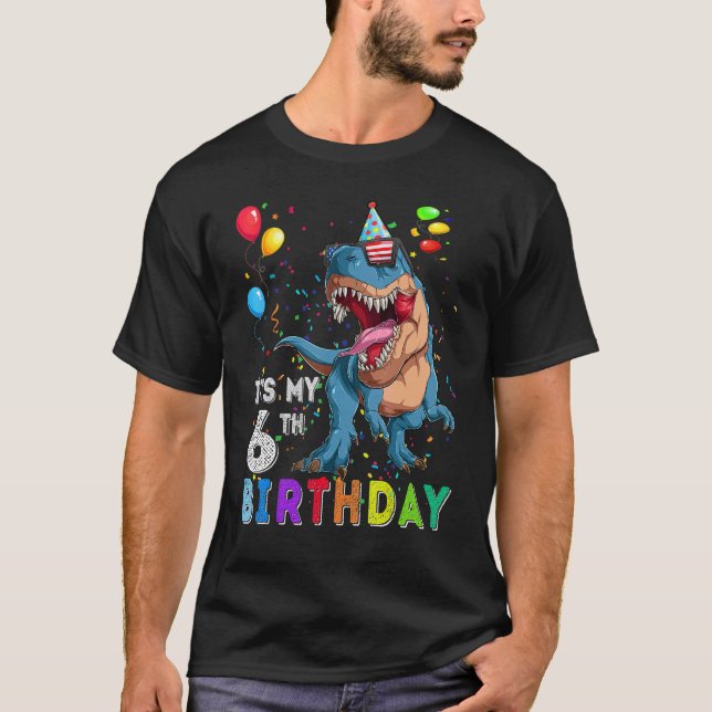 Camiseta Es mi sexto cumpleaños feliz 6 años de dinosaurio  (Anverso)