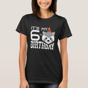 Camiseta Es mi sexto cumpleaños hijo de Raccoon de 6 años B