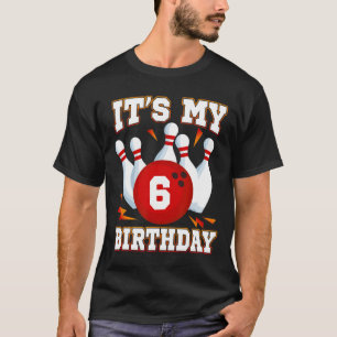 Camiseta Es mi tema del sexto cumpleaños de la bolera de 6
