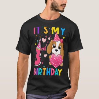 Camiseta Es mi tercer cumpleaños, Chica de perro, cumpleaño