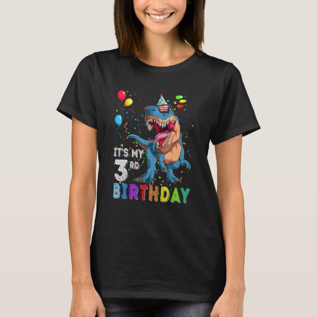 Camiseta Es mi tercer cumpleaños feliz 3 años de dinosaurio (Anverso)