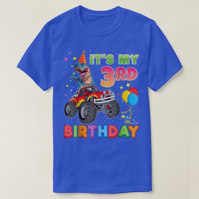 Camiseta Es mi tercer cumpleaños, Monstruo de Dinosaurio C  (Diseño del anverso)
