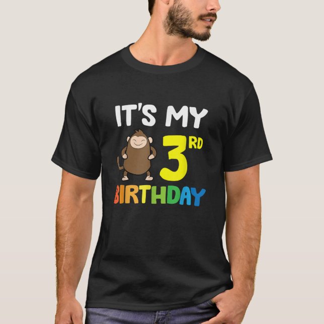 Camiseta Es mi tercer mono de cumpleaños (Anverso)