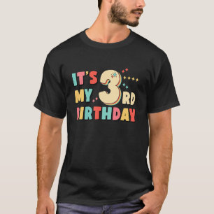 Camiseta Es mi tercera fiesta de cumpleaños retro de 3 años