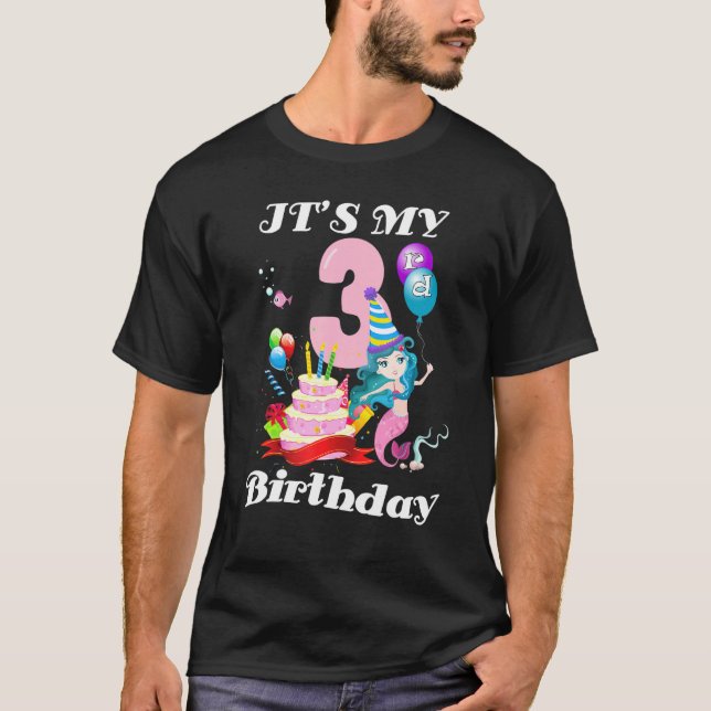 Camiseta Es mi tercera sirvienta de cumpleaños, Chica de tr (Anverso)