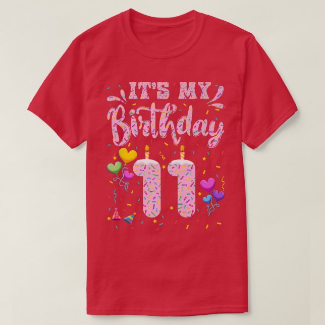 Camiseta Es mi undécimo cumpleaños Chica Doughnut feliz 11  (Diseño del anverso)