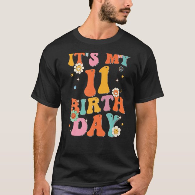 Camiseta Es mi undécimo cumpleaños Groovy de 11 años (Anverso)