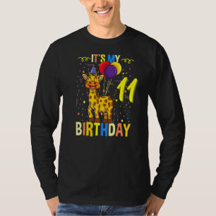 Camiseta Es mi undécimo cumpleaños jirafa animal africano 1