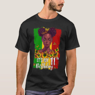 Camiseta Es mi undécimo cumpleaños Melanin negro de 11 años