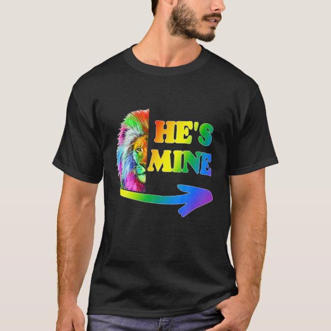 Camiseta Es mío, soy su pareja gay, león arcoiris, valle LG (Anverso)