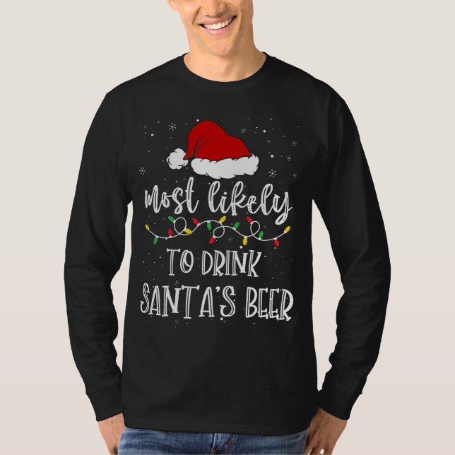 Camiseta Es muy probable que beba cerveza de Santa Hat navi (Anverso)