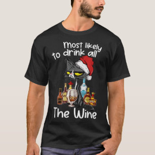Camiseta Es Muy Probable Que Beba Todo El Vino Gracioso Gat