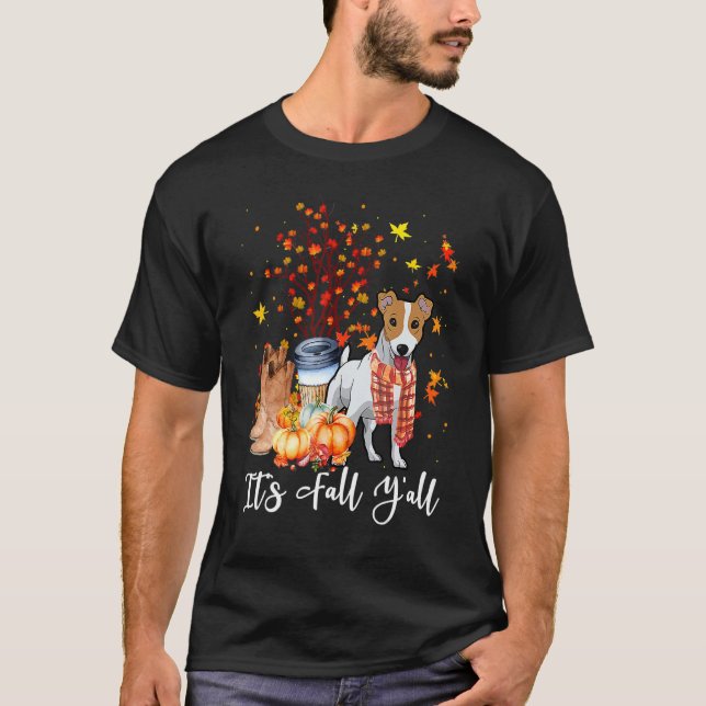 Camiseta Es otoño. Jack Russell Terrier Dog Pumpkin F (Anverso)