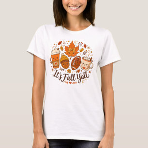 Camiseta Es Otoño Todos Arte de Latte de Calabaza y Especia