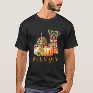 Camiseta Es Otoño Todos Perro Yorkie Leopardo Calabaza Otoñ