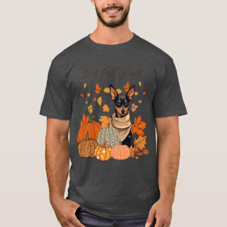 Camiseta Es Otoño Todos Pinscher Miniatura con Calabazas y